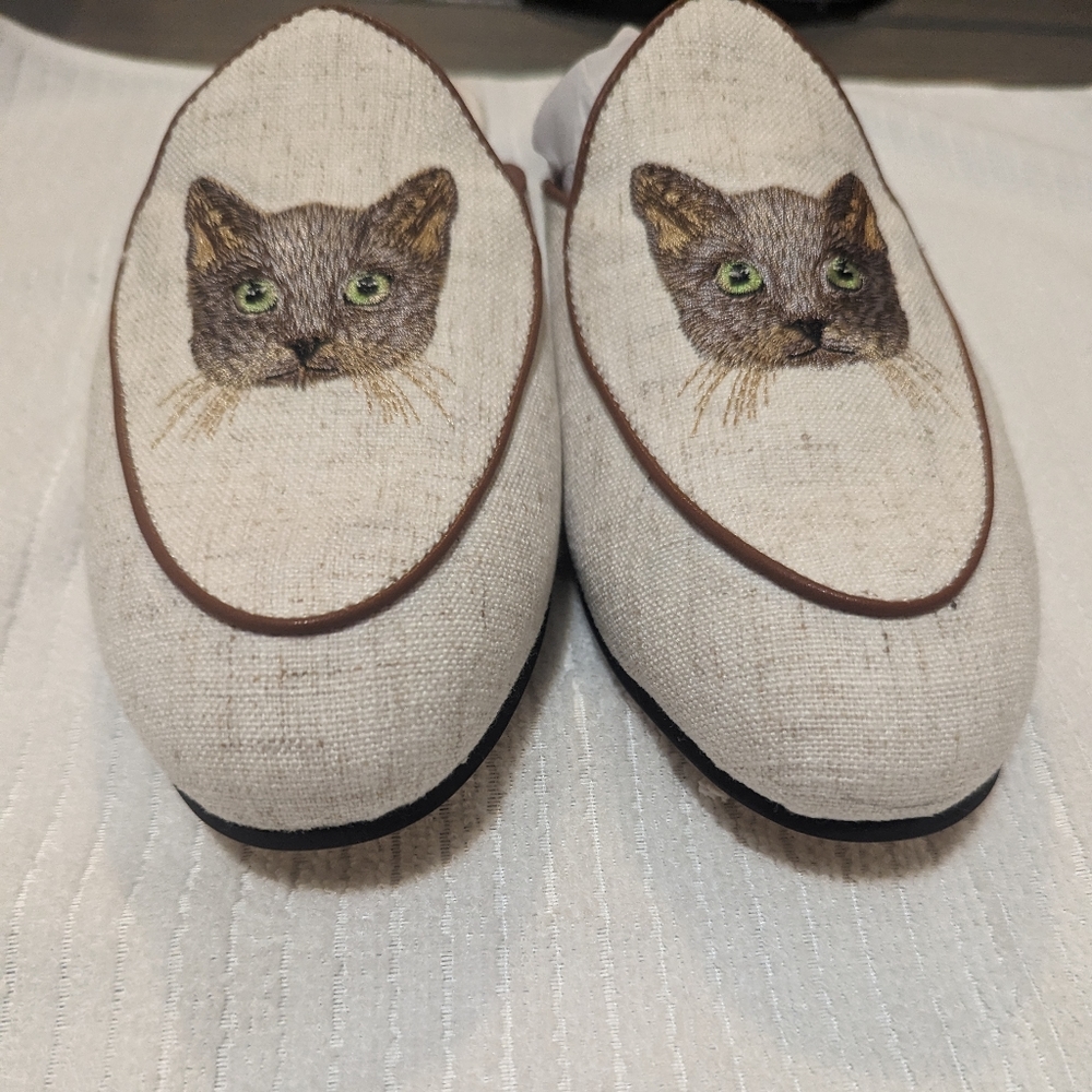 Journey West Women's Mules Flats with Embroidery Belgian Loafers Slip on